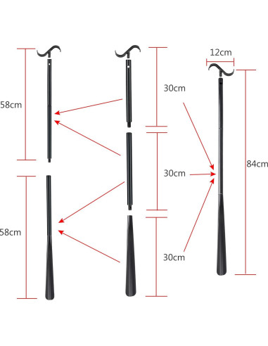 Bastón de Vestir Ajustable con Cuchara para Zapatos JJDPARTS 83 cm