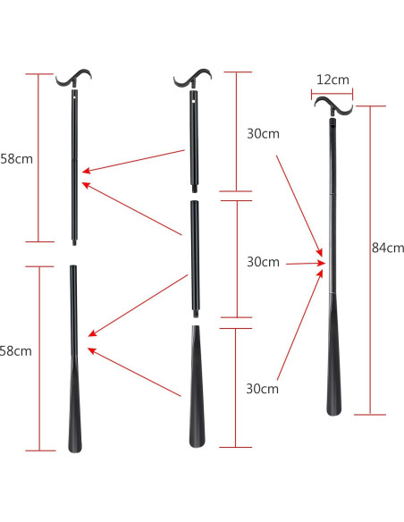 Bastón de Vestir Ajustable con Cuchara para Zapatos JJDPARTS 83 cm