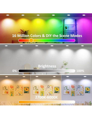 Downlight LED empotrado inteligente inShareplus 5W RGB 6 unidades