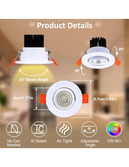 Downlight LED empotrado inteligente inShareplus 5W RGB 6 unidades