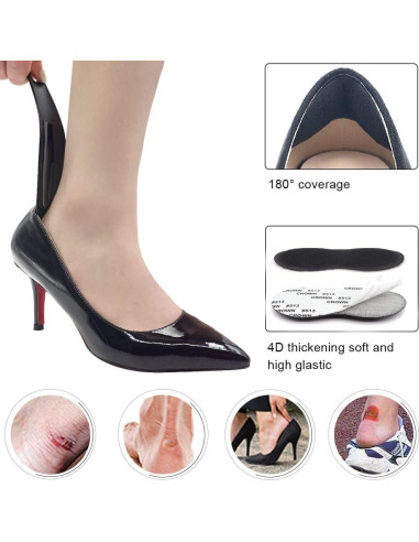 Protectores de Talón Dr. Foot - 2 Pares Cojín Antideslizante Negro