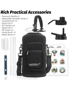 Botella de Agua Aislada WATERSY 128oz Acero Inoxidable Negro Azul 2