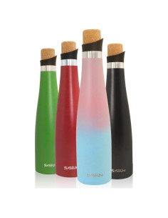 Botella de Agua SASEUM 1000ml Acero Inoxidable Aislada Rosa/Azul