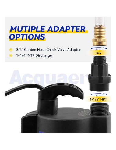 Bomba de Agua Sumergible Acquaer 1/3 HP 8175 L/h Automática