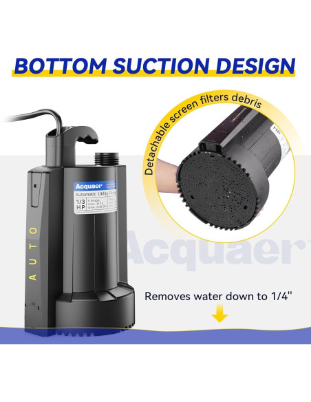 Bomba de Agua Sumergible Acquaer 1/3 HP 8175 L/h Automática