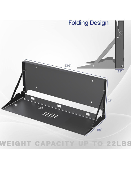 Bandeja de Teclado Plegable VIVO Montada en Pared 60x20 cm