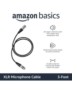 Cable de Micrófono XLR Amazon Basics 0.91m Paquete de 2 Negro 2