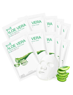 10 Mascarillas Faciales de Aloe Vera GUOYAOLIFU Hidratantes