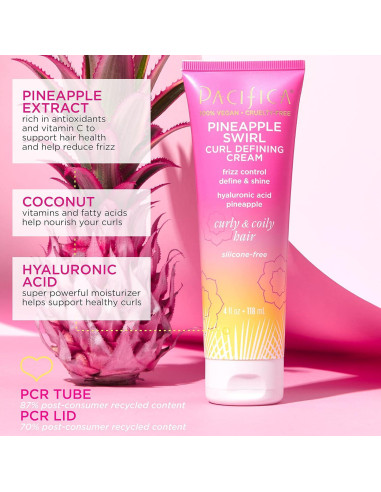 Crema Definidora de Rizos Pacifica Piña Swirl 118.3 ml - Control de Frizz