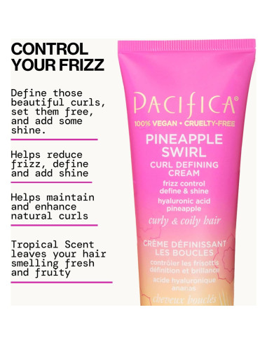 Crema Definidora de Rizos Pacifica Piña Swirl 118.3 ml - Control de Frizz