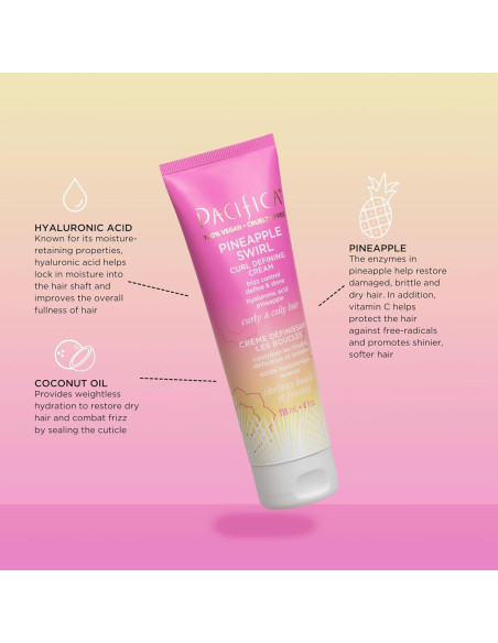 Crema Definidora de Rizos Pacifica Piña Swirl 118.3 ml - Control de Frizz