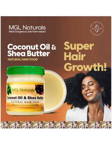 Comida Natural para el Cabello MGL Naturals 439g Aceite de Coco y Karité