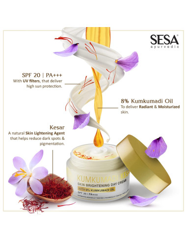 Crema de Día Kumkumadi Kesar Sesa 50g Hidratante SPF20