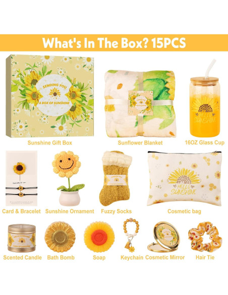 Canasta de Regalo de Girasol DORBOKER 15 Piezas Bienestar