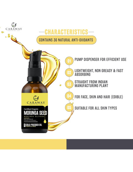 Aceite de Semilla de Moringa CARAWAY 100% Puro 50 ml