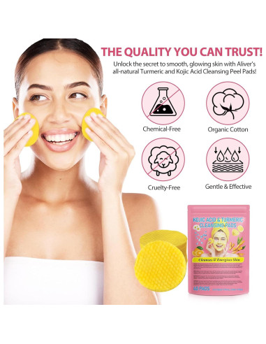 Discos Limpiadores Ácido Kójico y Cúrcuma Akeeronn 80 Piezas