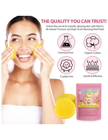 Discos Limpiadores Ácido Kójico y Cúrcuma Akeeronn 80 Piezas