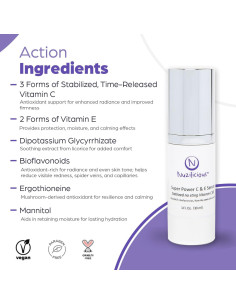 Suero Facial Vitamina C y E Nuzilicious 28.35 g Vegano 2