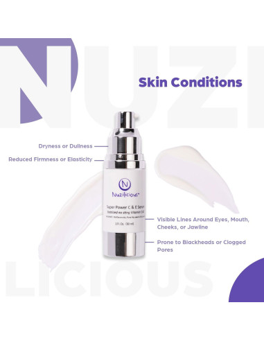 Suero Facial Vitamina C y E Nuzilicious 28.35 g Vegano