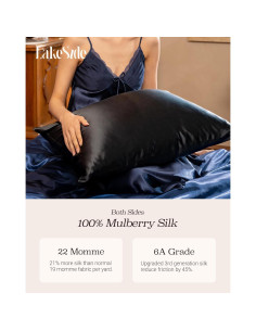 Funda de Almohada de Seda 100% Morera Lakeside Rey 20x36 cm 2