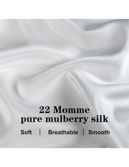 Funda de Almohada de Seda Morera Silmer 22 Momme 800 Hilos Blanco 91x51cm Funda de Almohada de Seda Morera Silmer 22 Momme 800 Hilos Blanco 91x51cm