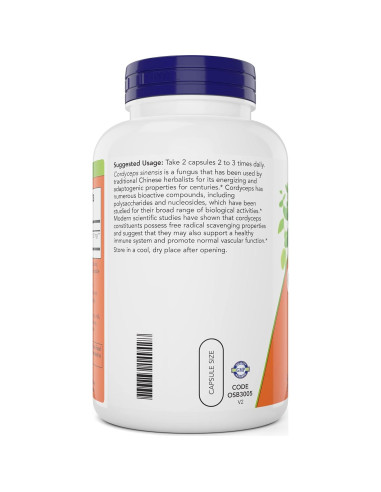 Suplemento de Cordyceps NOW Foods 200 Cápsulas 750 mg