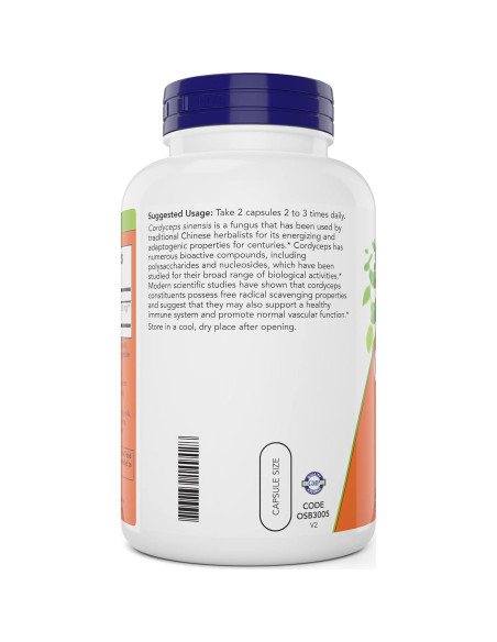 Suplemento de Cordyceps NOW Foods 200 Cápsulas 750 mg