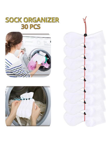 30 Clips para Calcetines Awsxuoor - Organizador Lavadora
