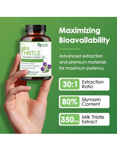 Suplemento de Cardo Mariano Nature Target 350mg 120 Cápsulas