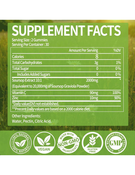 Gomitas de Graviola Soursop OALSE 60 Unidades Sin Azúcar