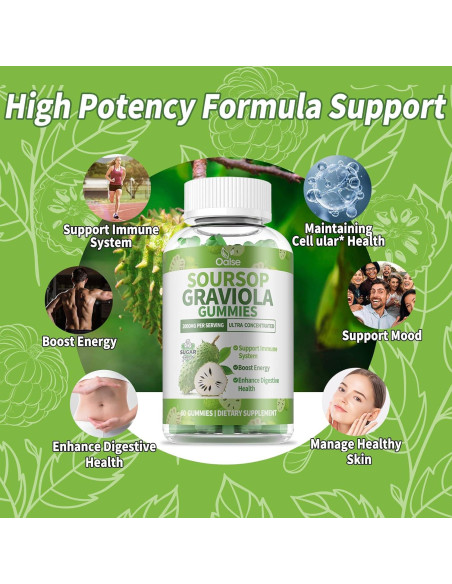 Gomitas de Graviola Soursop OALSE 60 Unidades Sin Azúcar