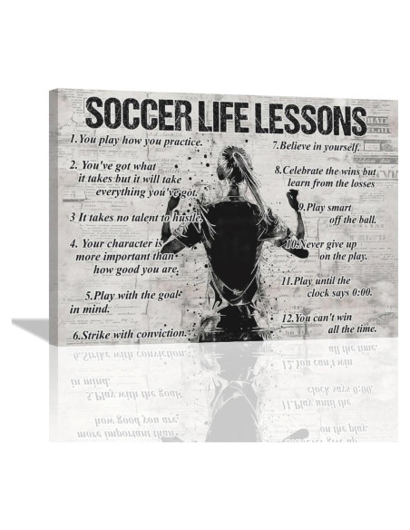 Arte de Pared Lienzo Lecciones de Vida Fútbol 30.48x40.64cm