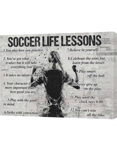 Arte de Pared Lienzo Lecciones de Vida Fútbol 30.48x40.64cm