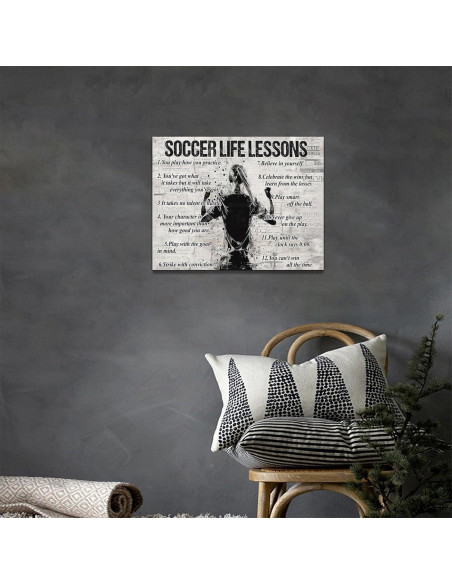 Arte de Pared Lienzo Lecciones de Vida Fútbol 30.48x40.64cm