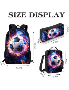 Conjunto de Mochila Escolar Fútbol 3 Piezas 17" con Lonchera 2