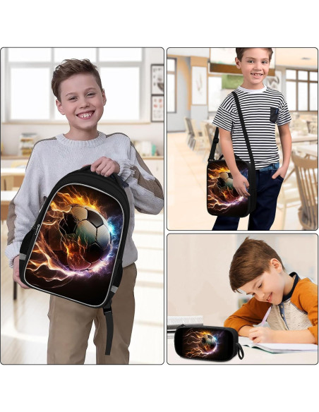 Mochila Escolar TILYTADLY Set Fútbol 4 en 1 43 cm