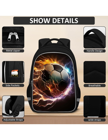 Mochila Escolar TILYTADLY Set Fútbol 4 en 1 43 cm