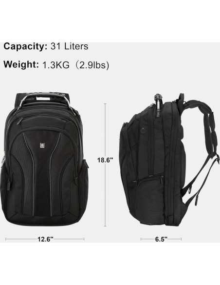 Mochila para Laptop LEVEL8 Negra 15.6" Acolchada 31L