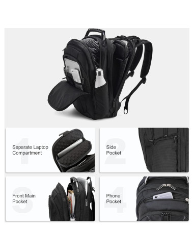 Mochila para Laptop LEVEL8 Negra 15.6" Acolchada 31L