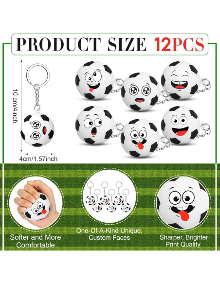 12 Llaveros Antiestrés Deportivos Fútbol Arrowbash 4 cm
