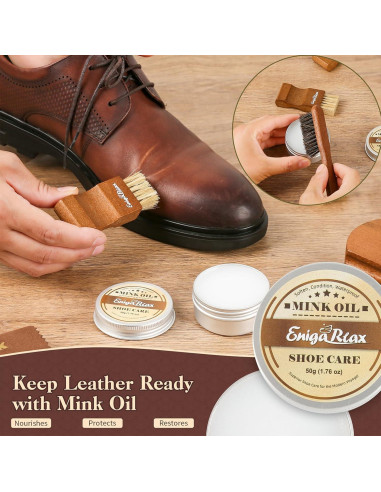 Kit de Cuidado de Zapatos 13PC - Cera y Cepillos de Pelo de Caballo