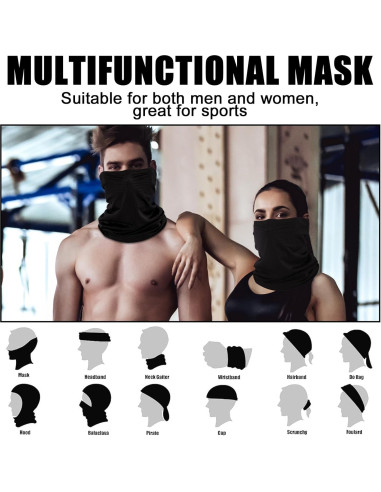 Gaiter de Cuello Refrigerante Geyoga Negro - Malla Transpirable UV