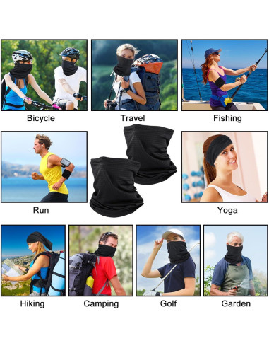 Gaiter de Cuello Refrigerante Geyoga Negro - Malla Transpirable UV