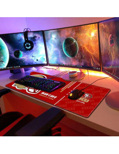 Alfombrilla de Ratón Grande AYYQHC 80 x 30 cm Fútbol Amarillo Rojo 2