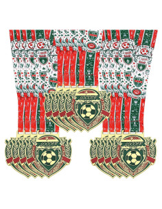 Medallas de Oro de Fútbol Abaokai - 6 Unidades con Cinta Verde