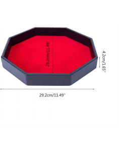 Bandeja para Dados Octagonal de Cuero PU Rojo 29.21 cm 2