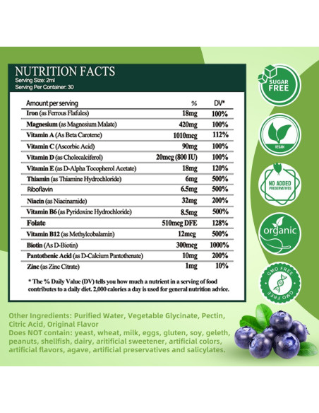 Suplemento de Hierro Líquido Vita Plynxera 60 ml con Multivitamínico