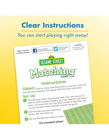 Juego de Memoria Sesame Street Wonder Forge - 72 Fichas para Niños 3-5 Años