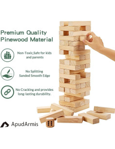 Juego de Torre de Madera ApudArmis 54 Piezas 3.2FT 2