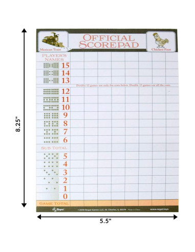 Hojas de Puntuación Regal Games para Tren Mexicano y Pie de Pollo - 100 Hojas
